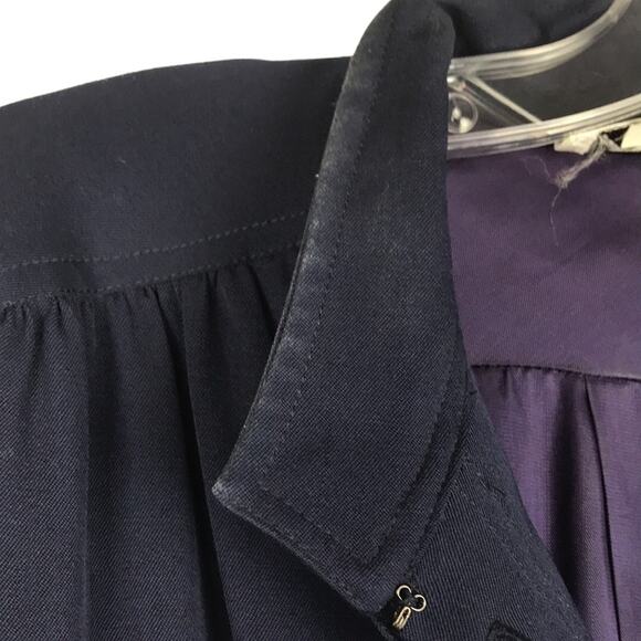 Vintage Rouie Long Sleeve Shirt Dress Button Front Navy Pockets Career Size 8 - Picture 16 of 16